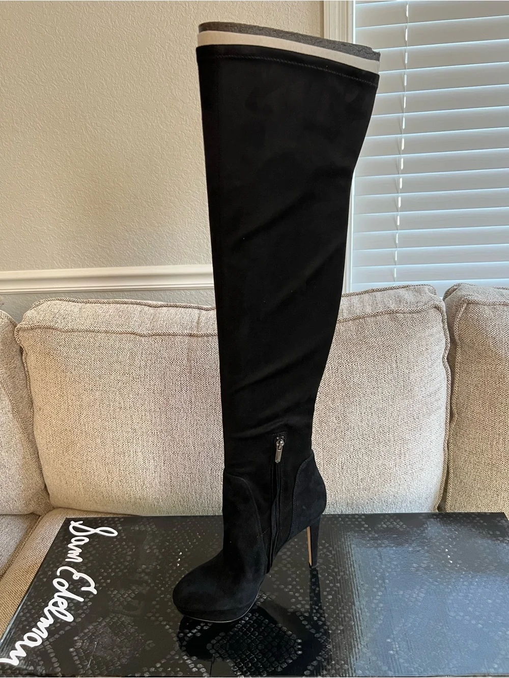 Sam Edelman Black Suede Over-the-Knee Stiletto Boots